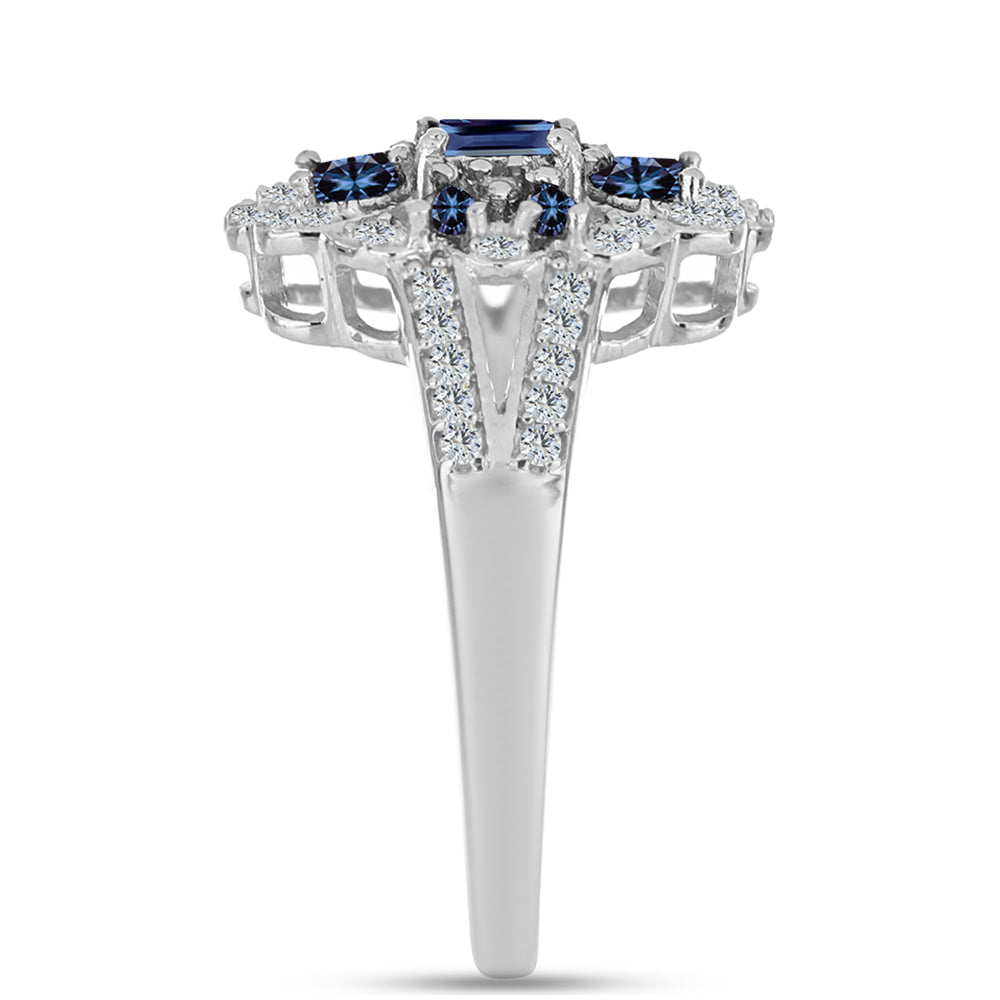 Stříbro 925/1000 - Prsten s "Císařský Fialový" Moissanitem a Bílým Topazem - Karátové číslo: 0.77. přibližná hmotnost: 5 gramů 4 