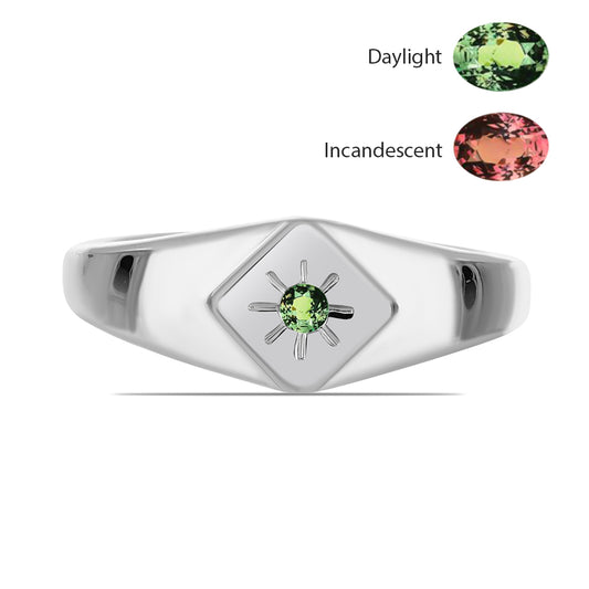 Stříbro 925/1000 - Prsten s Přírodním Alexandritem - Karátové číslo: 0.04. přibližná hmotnost: 2.58 gramů