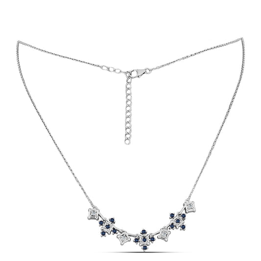 Stříbrný Náhrdelník s "Císařský Fialový" Moissanitem a Bílým Topazem