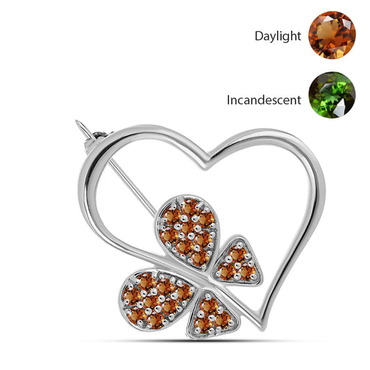 Stříbro 925/1000 - Brož s Certifikovaný Anatolským zultanitem pěstovaný v laboratoři - Karátové číslo: 0.88. přibližná hmotnost: 4.6 gramů