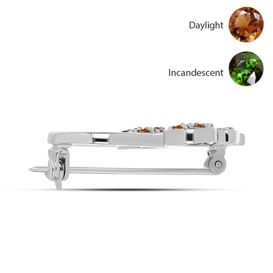 Stříbro 925/1000 - Brož s Certifikovaný Anatolským zultanitem pěstovaný v laboratoři - Karátové číslo: 0.88. přibližná hmotnost: 4.6 gramů