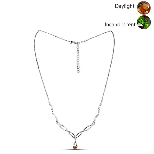 Stříbrný Náhrdelník s Certifikovaný Anatolským zultanitem pěstovaný v laboratoři a Bílým Topazem