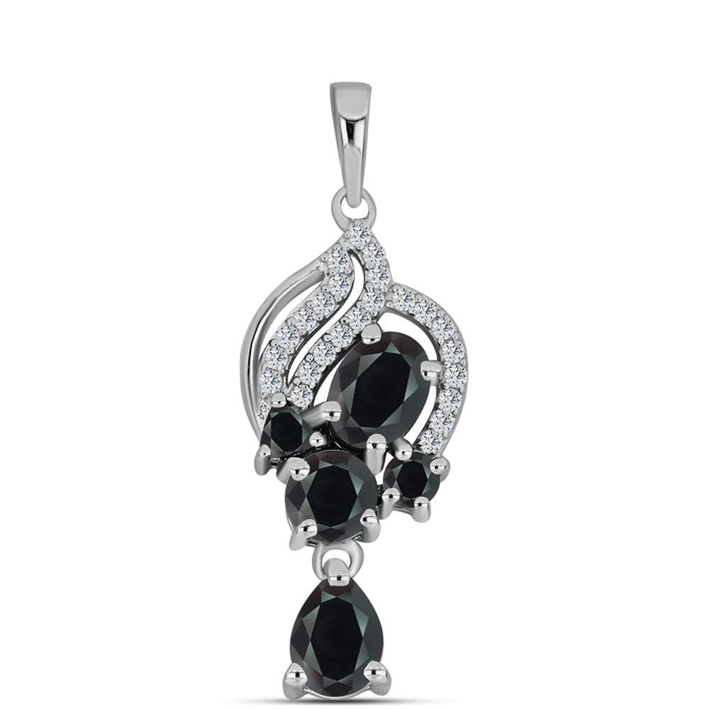 Stříbro 925/1000 - Přívěsek s Obsidiánem a Bílým Topazem - Karátové číslo: 1.86. přibližná hmotnost: 2.37 gramů 1 