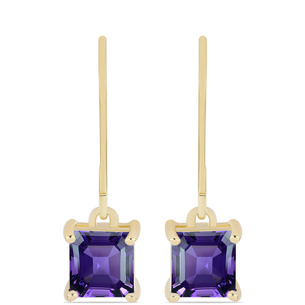 Pozlacené stříbro 925/1000 Náušnice s Marockým Ametystem - Karátové číslo: 2.11. přibližná hmotnost: 2.18 gramů