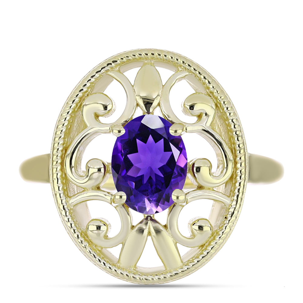 Pozlacené Stříbro 925/1000 - Prsten s Marockým Ametystem - Karátové číslo: 1.11. přibližná hmotnost: 5.04 gramů 1 