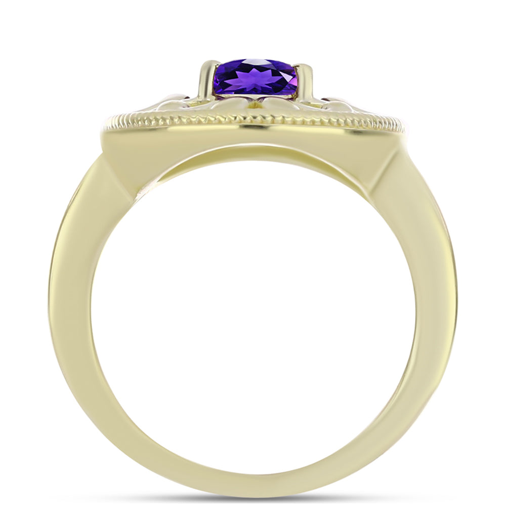 Pozlacené Stříbro 925/1000 - Prsten s Marockým Ametystem - Karátové číslo: 1.11. přibližná hmotnost: 5.04 gramů