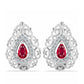 Stříbro 925/1000 - Náušnice s Madagaskarským Rubínem a Bílým Topazem - Karátové číslo: 0.88. přibližná hmotnost: 3.72 gramů