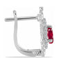 Stříbro 925/1000 - Náušnice s Madagaskarským Rubínem a Bílým Topazem - Karátové číslo: 0.88. přibližná hmotnost: 3.72 gramů