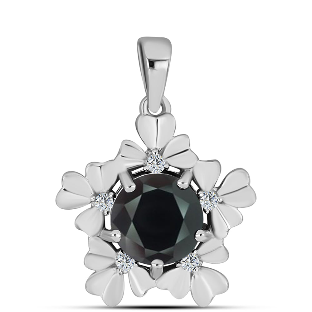 Stříbro 925/1000 - Přívěsek s Obsidiánem a Bílým Topazem - Karátové číslo: 1.76. přibližná hmotnost: 2.63 gramů