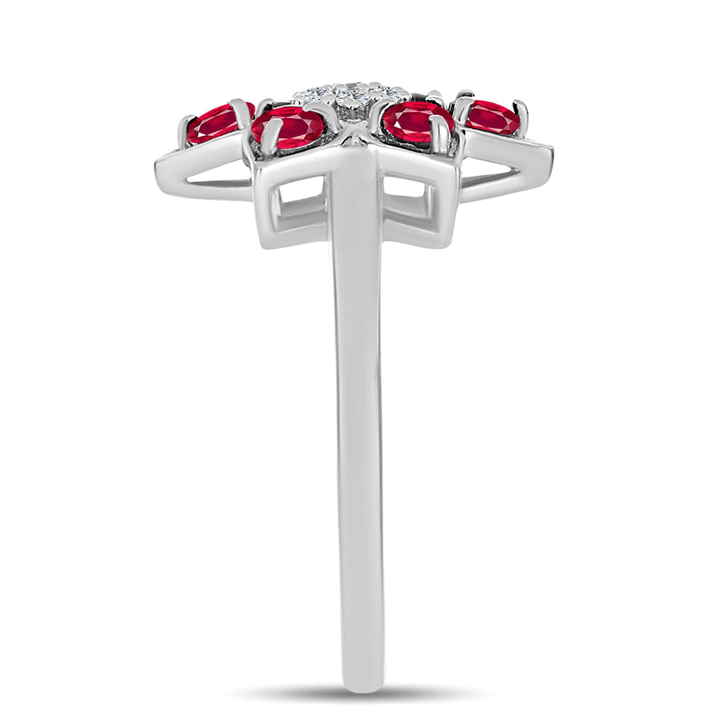 Stříbro 925/1000 - Prsten s Madagaskarským Rubínem a Bílým Topazem - Karátové číslo: 0.69. přibližná hmotnost: 3.15 gramů 4 