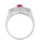 Stříbro 925/1000 - Prsten s Madagaskarským Rubínem a Bílým Topazem - Karátové číslo: 1.33. přibližná hmotnost: 4.16 gramů