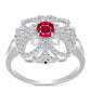 Stříbro 925/1000 - Prsten s Madagaskarským Rubínem a Bílým Topazem - Karátové číslo: 1.33. přibližná hmotnost: 4.16 gramů