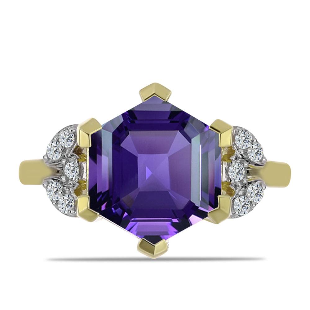 Pozlacené Stříbro 925/1000 - Prsten s Marockým Ametystem a Bílým Topazem - Karátové číslo: 4.16. přibližná hmotnost: 4.13 gramů 1 