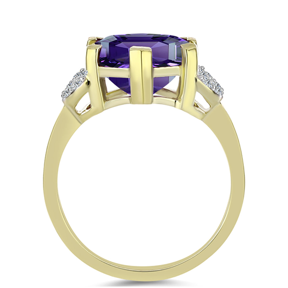 Pozlacené Stříbro 925/1000 - Prsten s Marockým Ametystem a Bílým Topazem - Karátové číslo: 4.16. přibližná hmotnost: 4.13 gramů