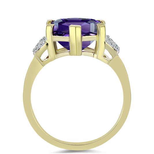 Pozlacené Stříbro 925/1000 - Prsten s Marockým Ametystem a Bílým Topazem - Karátové číslo: 4.16. přibližná hmotnost: 4.13 gramů