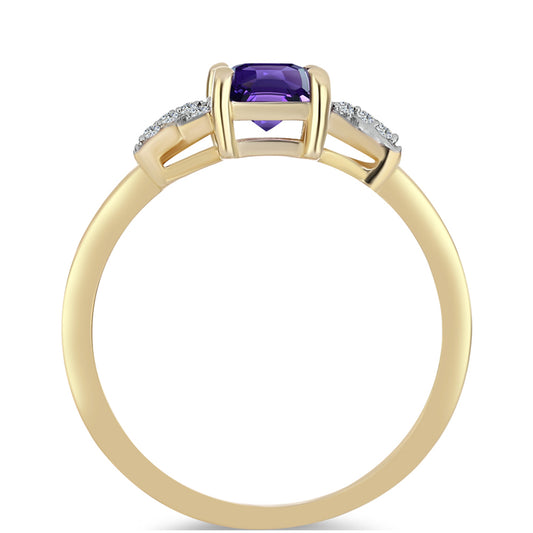 Pozlacené Stříbro 925/1000 - Prsten s Marockým Ametystem a Bílým Topazem - Karátové číslo: 1.04. přibližná hmotnost: 2.6 gramů