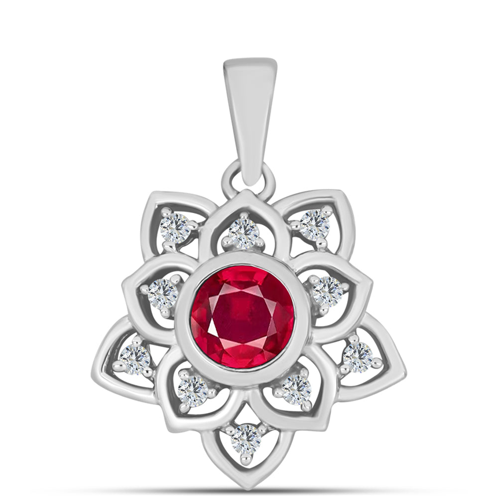 Stříbro 925/1000 - Přívěsek s Madagaskarským Rubínem a Bílým Topazem - Karátové číslo: 0.91. přibližná hmotnost: 2.14 gramů 1 
