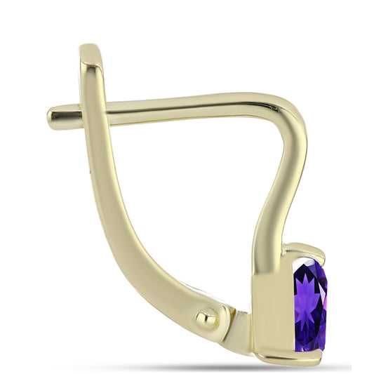 Pozlacené stříbro 925/1000 Náušnice s Marockým Ametystem - Karátové číslo: 0.76. přibližná hmotnost: 2.3 gramů