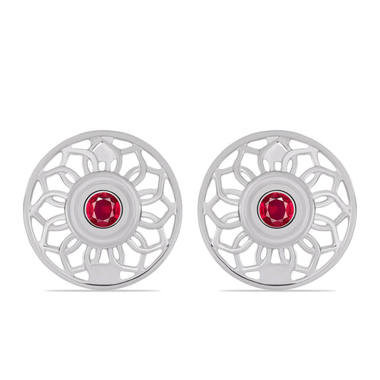 Stříbro 925/1000 - Náušnice s Madagaskarským Rubínem - Karátové číslo: 0.33. přibližná hmotnost: 3.82 gramů
