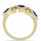 Pozlacené Stříbro 925/1000 - Prsten s Marockým Ametystem a Bílým Topazem - Karátové číslo: 1.08. přibližná hmotnost: 4.06 gramů