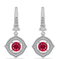 Stříbro 925/1000 - Náušnice s Madagaskarským Rubínem a Bílým Topazem - Karátové číslo: 1.9. přibližná hmotnost: 4.68 gramů