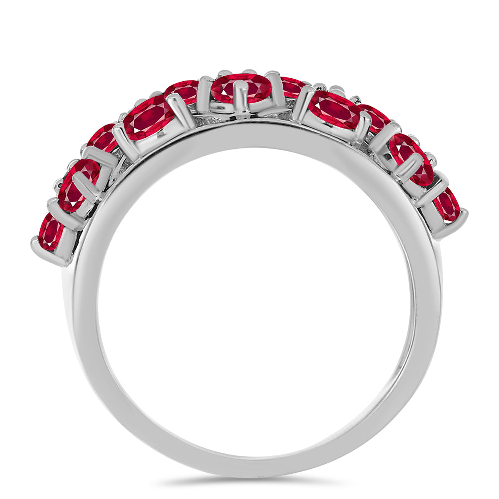 Stříbro 925/1000 - Prsten s Madagaskarským Rubínem a Bílým Topazem - Karátové číslo: 2.54. přibližná hmotnost: 4.72 gramů 2 