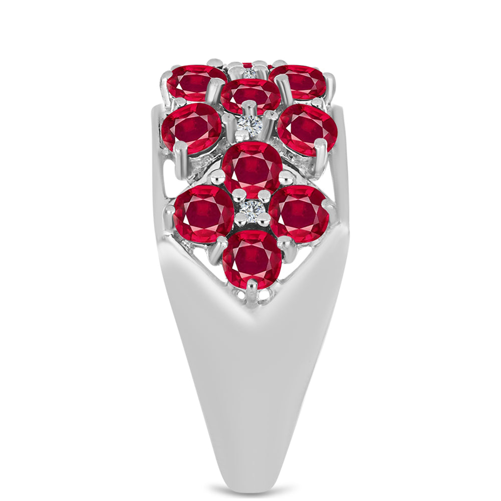 Stříbro 925/1000 - Prsten s Madagaskarským Rubínem a Bílým Topazem - Karátové číslo: 2.54. přibližná hmotnost: 4.72 gramů 4 