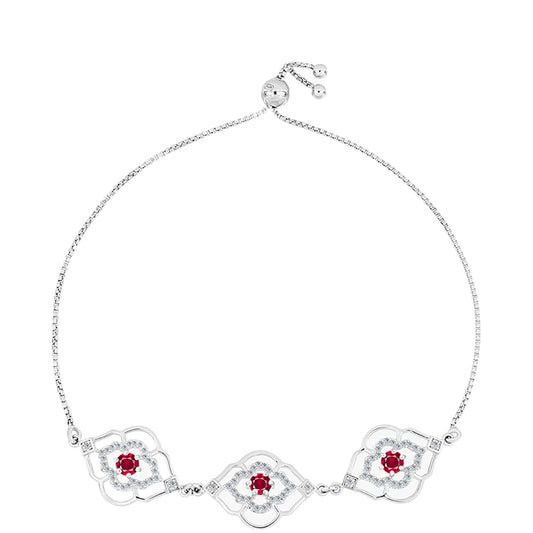 Stříbrný Náramek s Madagaskarským Rubínem a Bílým Topazem