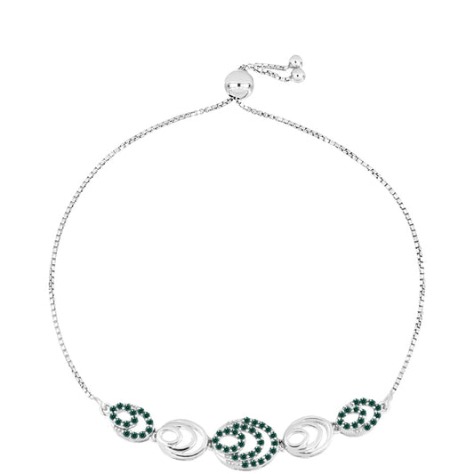 Stříbrný Náramek s Zelenkavý mořsky modrý Moissanitem