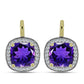 Pozlacené Stříbro 925/1000 - Náušnice s Marockým Ametystem a Bílým Topazem - Karátové číslo: 4.23. přibližná hmotnost: 4.62 gramů
