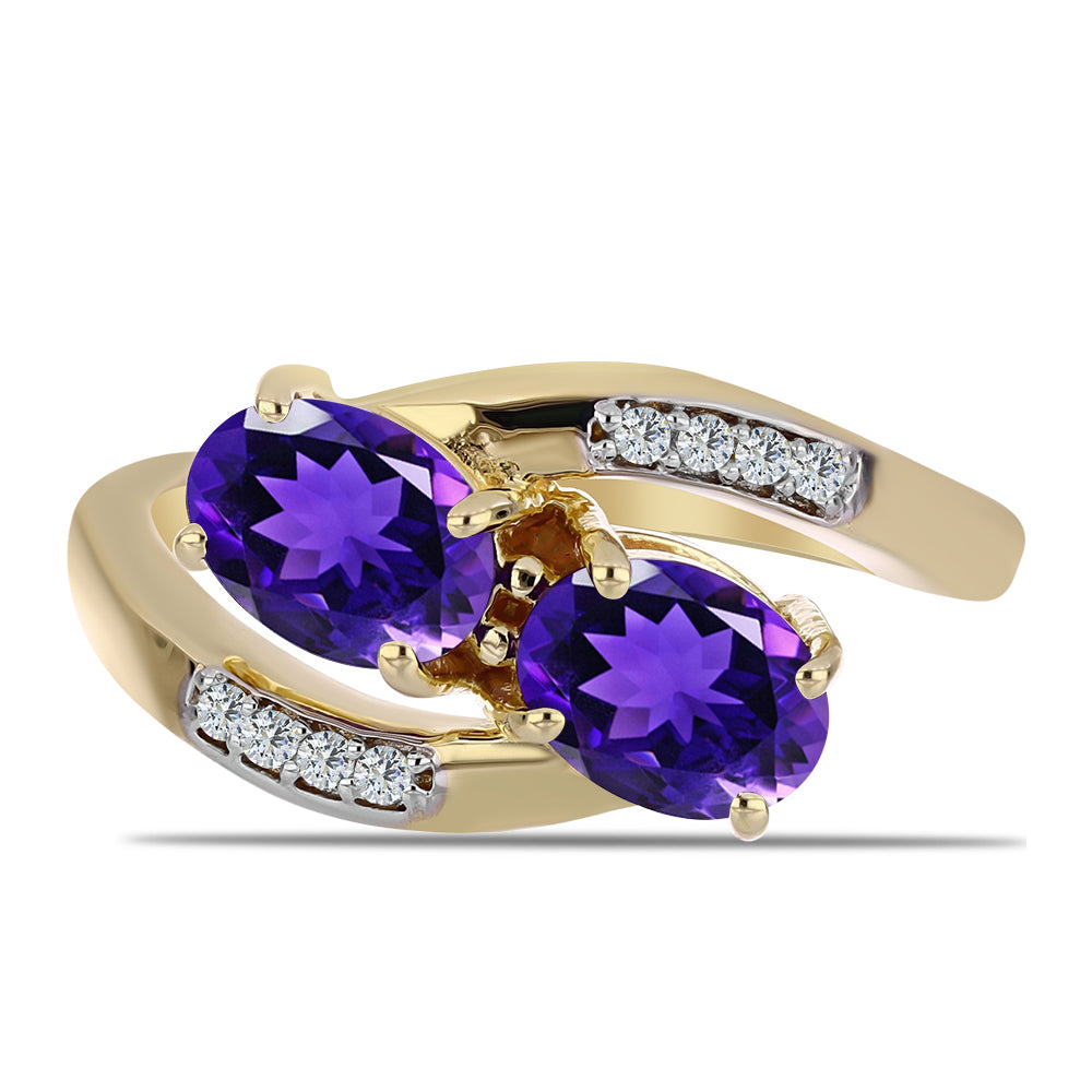 Pozlacené Stříbro 925/1000 - Prsten s Marockým Ametystem a Bílým Topazem - Karátové číslo: 1.49. přibližná hmotnost: 3 gramů 1 