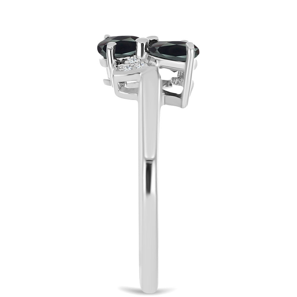 Stříbro 925/1000 - Prsten s Obsidiánem a Bílým Topazem - Karátové číslo: 1.1. přibližná hmotnost: 2.68 gramů 4 