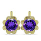Pozlacené Stříbro 925/1000 - Náušnice s Marockým Ametystem - Karátové číslo: 3.49. přibližná hmotnost: 4.2 gramů