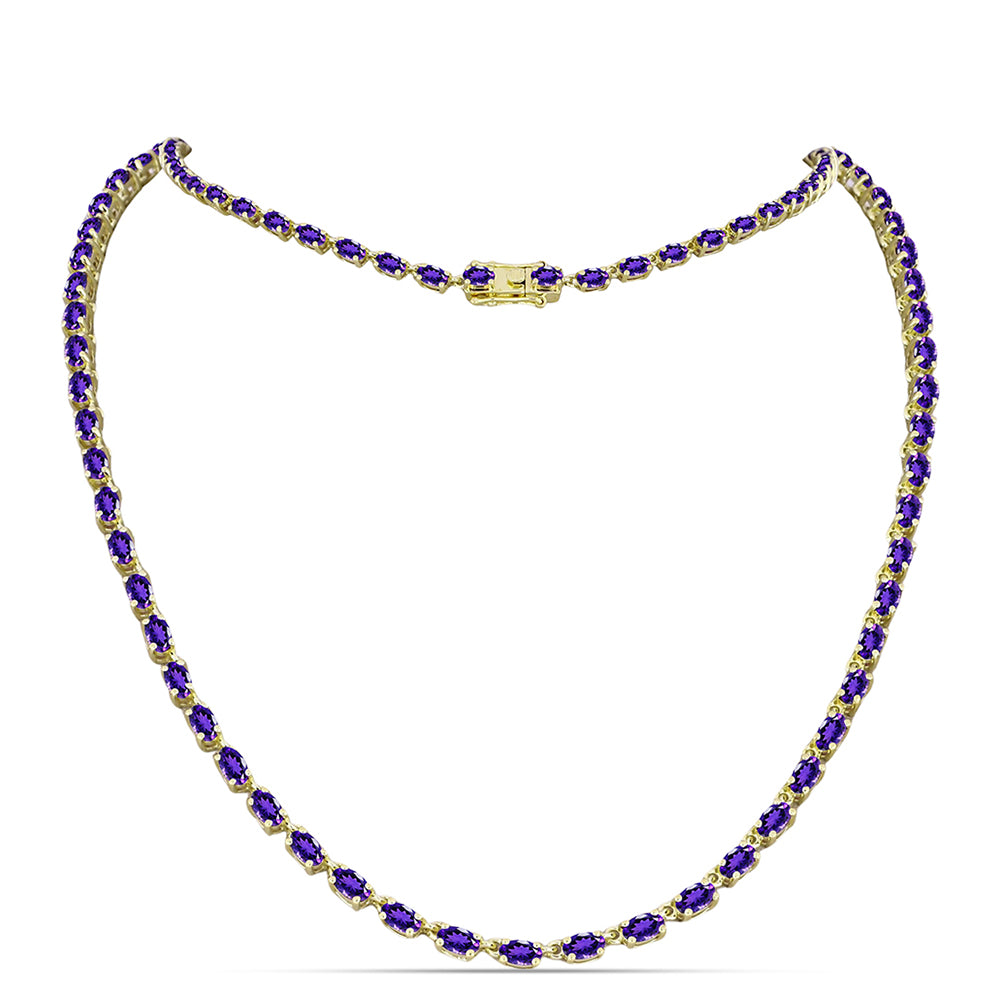 Pozlacené Stříbro 925/1000 - Náhrdelník s Marockým Ametystem - Karátové číslo: 13.8. přibližná hmotnost: 20.32 gramů 1 