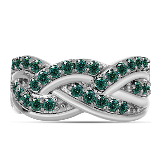 Stříbrný Prsten s Zelenkavý mořsky modrý Moissanitem