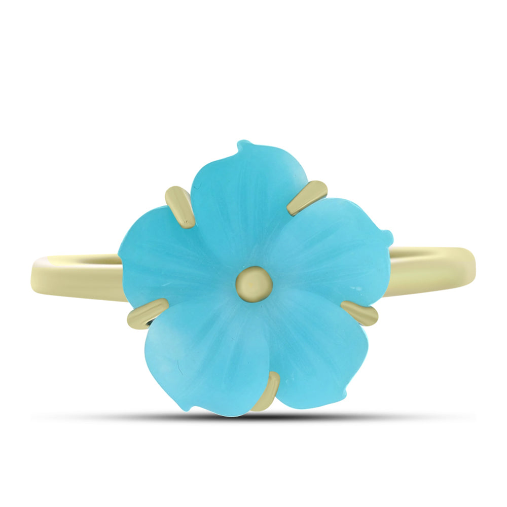 Pozlacené Stříbro 925/1000 - Prsten s Tyrkysem Sleeping Beauty - Karátové číslo: 1.91. přibližná hmotnost: 2.2 gramů 1 