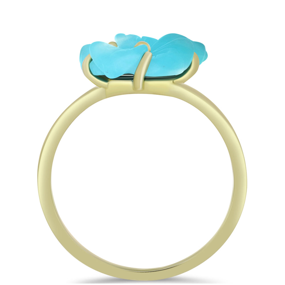 Pozlacené Stříbro 925/1000 - Prsten s Tyrkysem Sleeping Beauty - Karátové číslo: 1.91. přibližná hmotnost: 2.2 gramů 2 