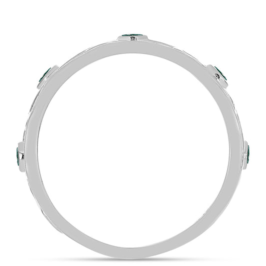 Stříbro 925/1000 Prsten s Zelenkavý mořsky modrý Moissanitem - Karátové číslo: 0.16. přibližná hmotnost: 3.53 gramů