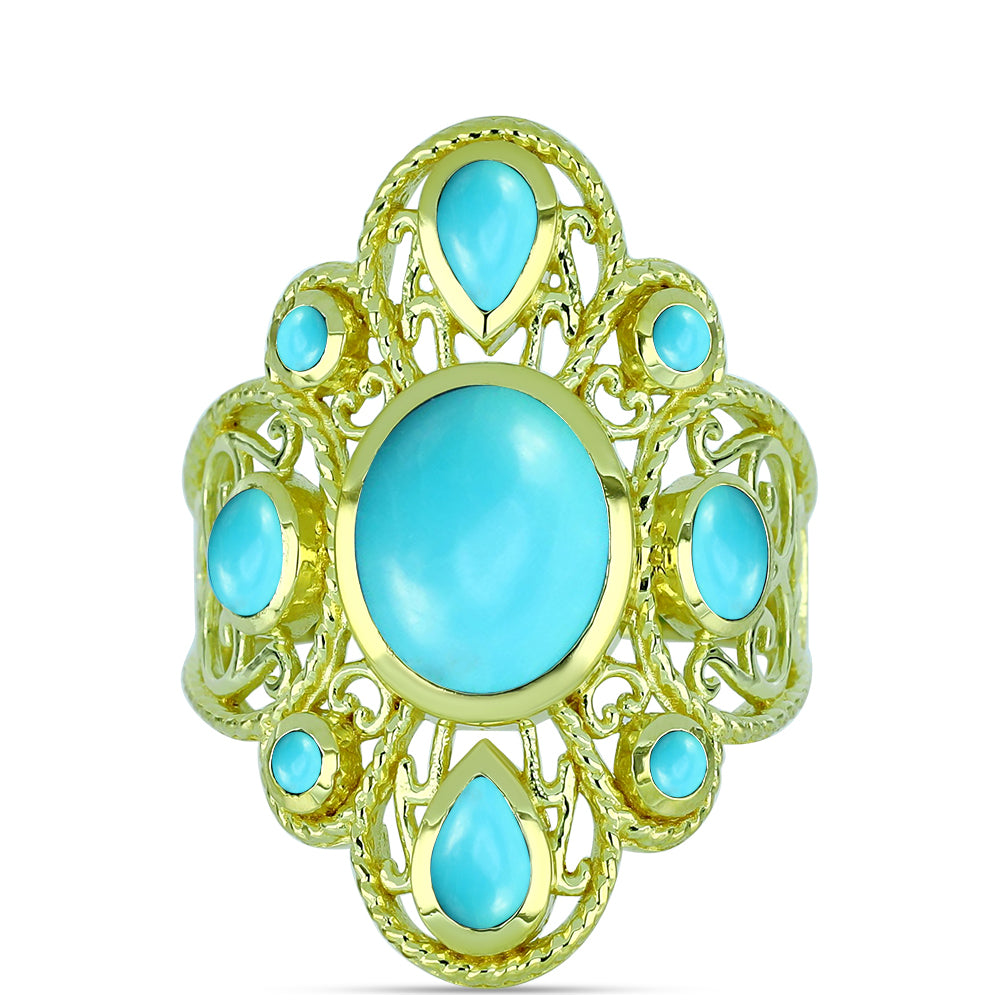 Pozlacený Stříbrný Prsten s Tyrkysem Sleeping Beauty 1 