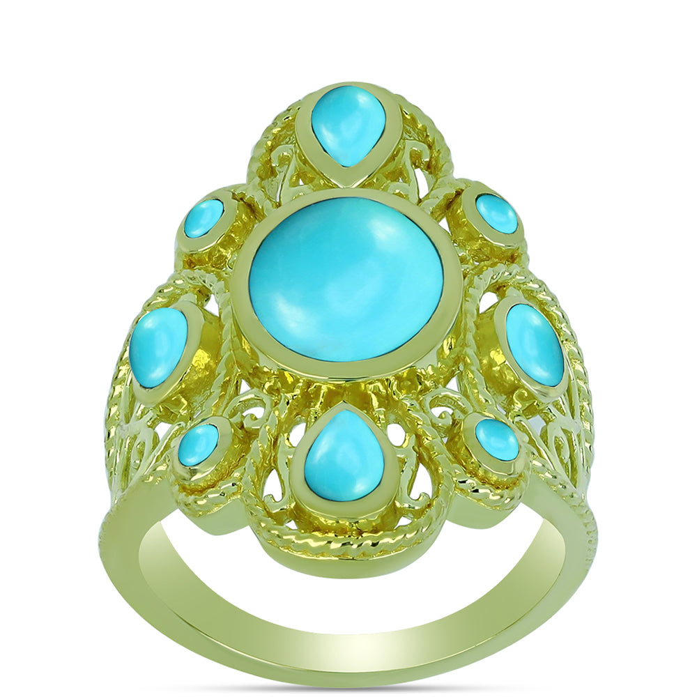 Pozlacený Stříbrný Prsten s Tyrkysem Sleeping Beauty