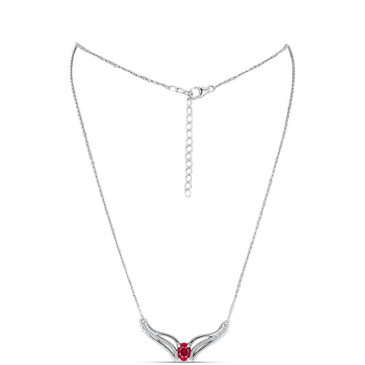 Stříbrný Náhrdelník s Madagaskarským Rubínem a Bílým Topazem