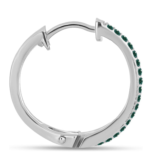 Stříbro 925/1000 Náušnice s Zelenkavý mořsky modrý Moissanitem - Karátové číslo: 0.5. přibližná hmotnost: 5.53 gramů