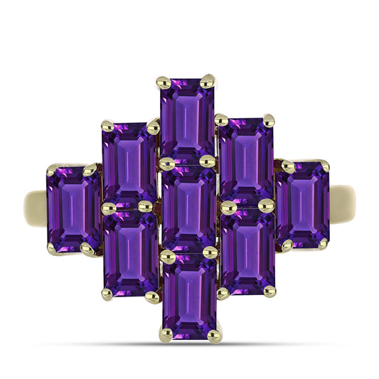 Pozlacené stříbro 925/1000 Prsten s Marockým Ametystem - Karátové číslo: 2.71. přibližná hmotnost: 3.76 gramů