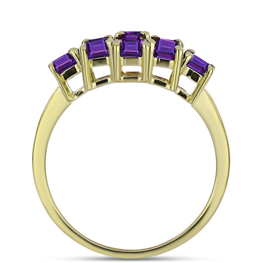 Pozlacené stříbro 925/1000 Prsten s Marockým Ametystem - Karátové číslo: 2.71. přibližná hmotnost: 3.76 gramů