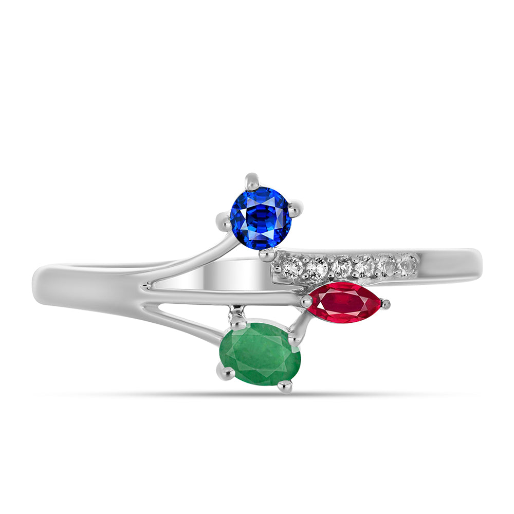 Stříbro 925/1000 - Sada s Madagaskarským Rubínem a Brazilským Smaragdem - Karátové číslo: 1.41. přibližná hmotnost: 3.98 gramů ( Náušnice+Prsten )