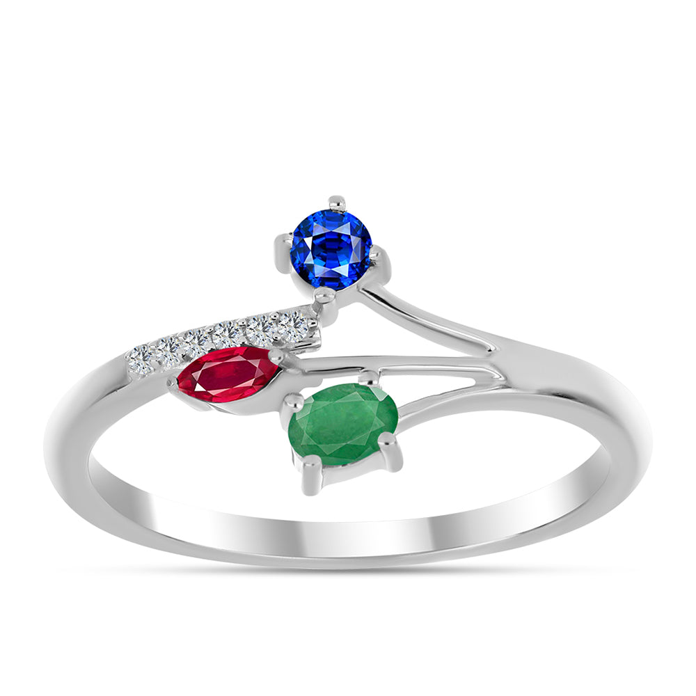 Stříbro 925/1000 - Sada s Madagaskarským Rubínem a Brazilským Smaragdem - Karátové číslo: 1.41. přibližná hmotnost: 3.98 gramů ( Náušnice+Prsten )