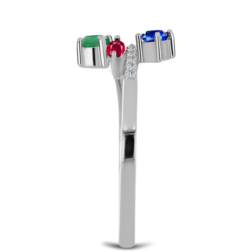 Stříbro 925/1000 - Sada s Madagaskarským Rubínem a Brazilským Smaragdem - Karátové číslo: 1.41. přibližná hmotnost: 3.98 gramů ( Náušnice+Prsten )