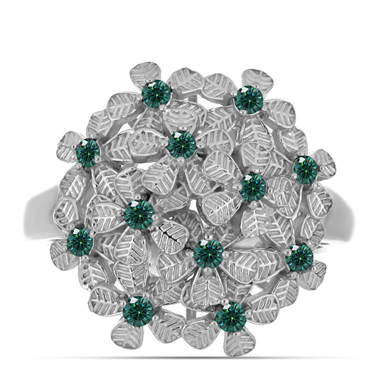 Stříbrný Prsten s Zelenkavý mořsky modrý Moissanitem