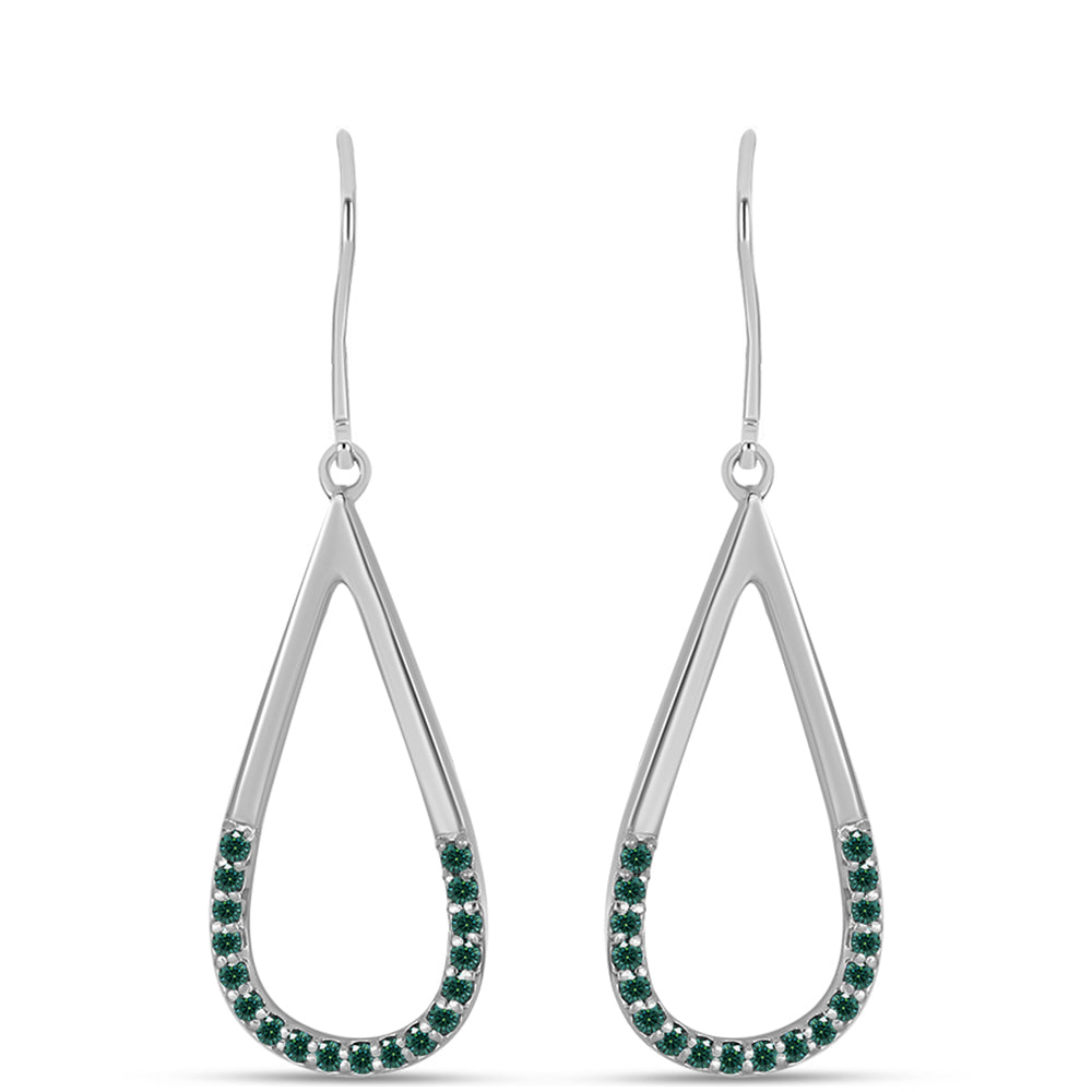 Stříbrné Náušnice s Zelenkavý mořsky modrý Moissanitem 1 