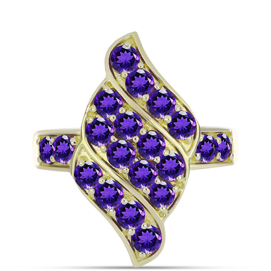 Pozlacené Stříbro 925/1000 - Prsten s Marockým Ametystem - Karátové číslo: 1.31. přibližná hmotnost: 3.79 gramů